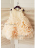 Champagne Pleated Organza Ruffled Knee Length Flower Girl Dress